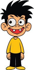 Fototapeta premium Cartoon boy with big eyes and goofy smile isolated on a white background