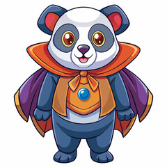 Cartoon panda superhero with purple cape