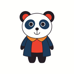Illustration of a cute panda bear wearing a stylish outfit