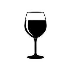 Wine glass filled with liquid on transparent background silhouette