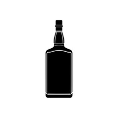 Silhouette of a liquor bottle on transparent background
