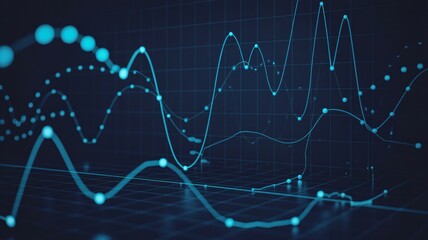 Naklejka premium Dynamic financial charts showing growth trends on a dark digital display