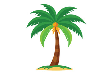 Solitary palm tree stands majestically on a small patch of land, boasting tropical allure