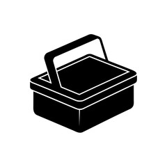 Isolated black cooler with handle on transparent background silhouette