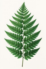 Green Fern Leaf Isolated on White