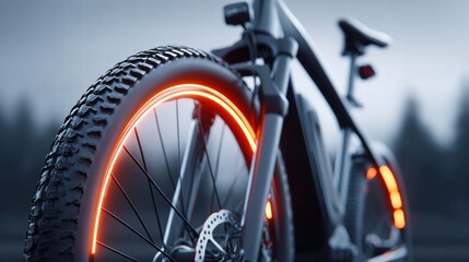 Fototapeta premium Modern Electric Bicycle with Glowing Neon Accents