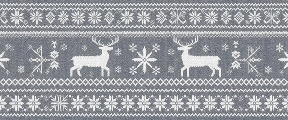 Nordic Knit Pattern Featuring Reindeer, Snowflakes   Geometric Designs