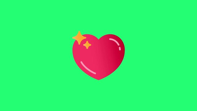 vibrant red heart with a subtle shine and a small yellow star is centered against a bright green background, creating a simple yet eye catching design perfect for expressing love and affection.