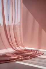 pink curtain in pink room