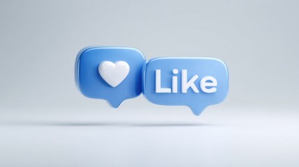 Blue like icon with heart symbol and text on a white background.