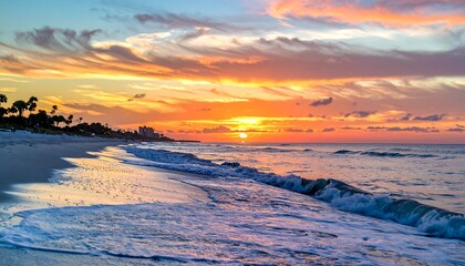 Colorful sunset over a beach