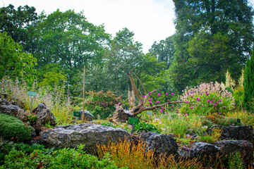 Stunning garden scenery in Denmark showcasing colorful flowers and lush greenery on a sunny day