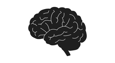 Detailed human brain illustration in black a striking visual silhouette