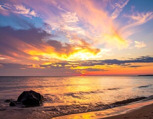 Colorful sunset over a calm ocean