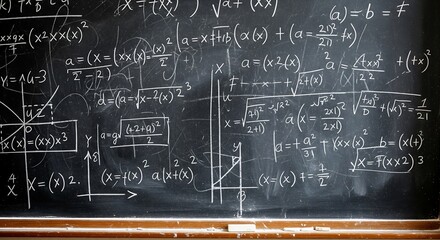 Chalkboard with faintly written math equations and eraser smudges