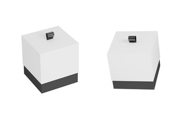 Blank box packaging mockup isolated on grey background, Template for your design. 3d rendering.Blank white product packaging paper cardboard gift box.