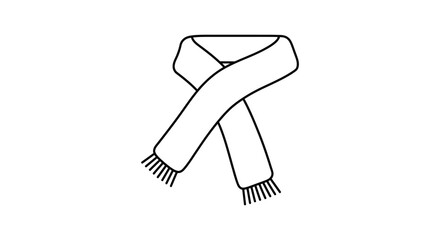 Simple line drawing of a folded scarf with fringed ends silhouette