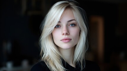 Fototapeta premium portrait of beautiful young blond woman no logos no brands ar 169