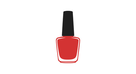 A vibrant red nail polish bottle presented as a simple silhouette