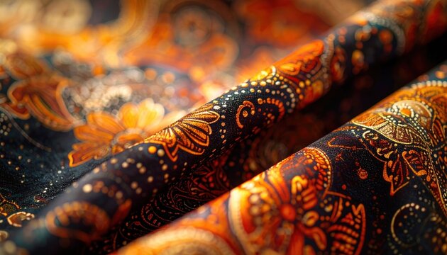 Closeup ornate fabric pattern