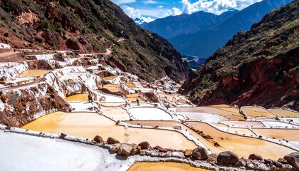 High-altitude salt flats, nestled in a valley