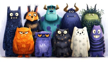 Vector Halloween Retro Cartoon Characters Style Groovy Set Illustration Isolated