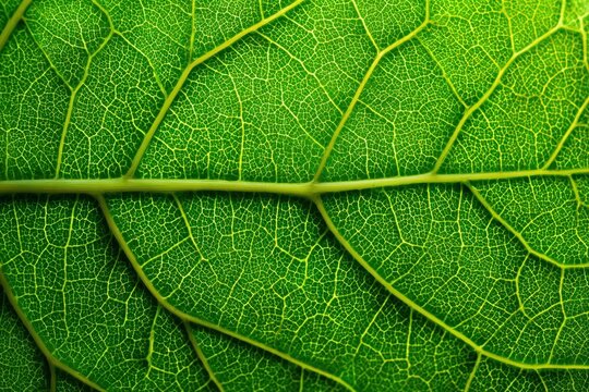 Close-up view of vibrant green leaf veins