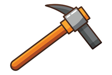 The cartoon pickaxe shows a sturdy wooden handle and solid gray head