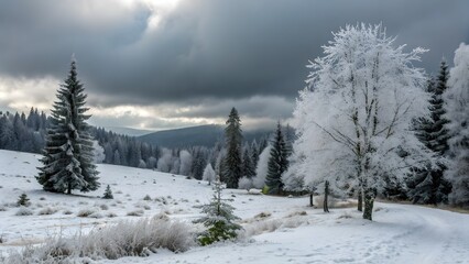 Fototapeta premium Snow-covered forest 