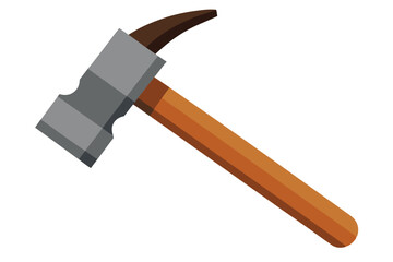 Single claw hammer with a brown handle is shown against a white background