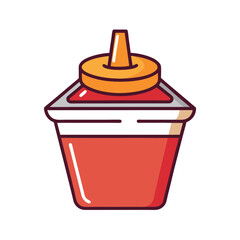 Vector element of a plastic dipping container with sauce.