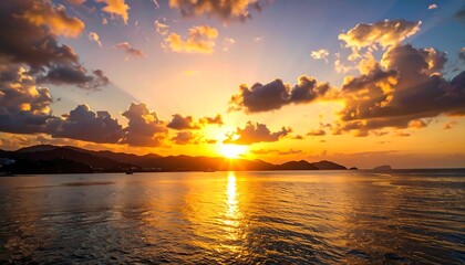 Dramatic sunset over ocean