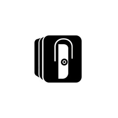 Black and white icon of a pencil sharpener.