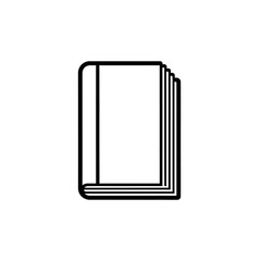 Line art drawing of an open book with visible pages.
