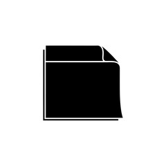 Black and white illustration of a stack of square paper with a curled corner.