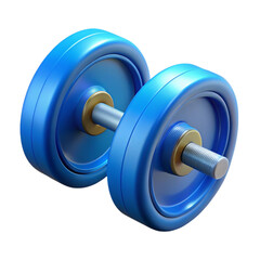 Realistic 3d render of a blue dumbbell isolated on a black background for fitness concepts