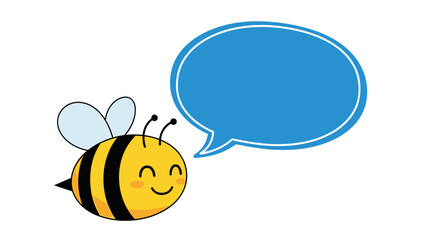 Obraz premium A happy cartoon bee with a speech bubble suggesting it is talking about something sweet.