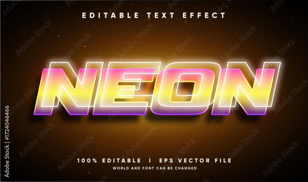 Poster neon vector text effect with modern style