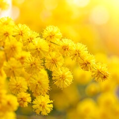 Bright yellow flowers in soft focus