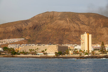 Naklejka premium Sunset light over Los Cristianos resort on the Canary Island Tenerife, Spain, Europe