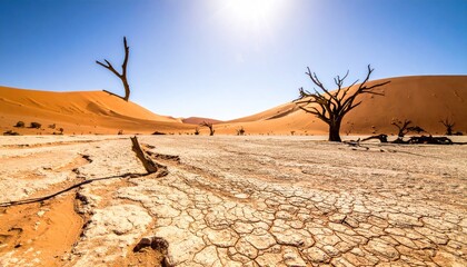 Desert landscape with dead trees