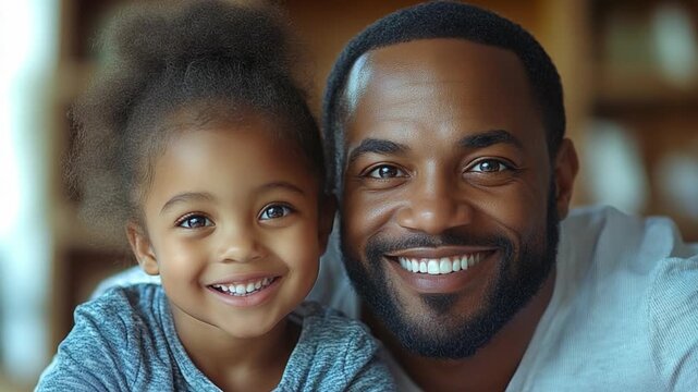 Unbreakable Bond: A heartwarming portrait of a father and his daughter, their radiant smiles reflecting an unbreakable bond of love and affection.