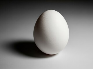 Single Egg in White Minimalist Scene Centered with Gentle Shadow Captured in Pure Abstract Artistic Still Life Photography