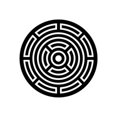 Circular maze like design on transparent background silhouette