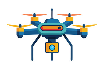 Flat depicts an isolated drone with four rotors against a white backdrop