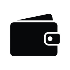 Black and White Wallet Icon on White Background