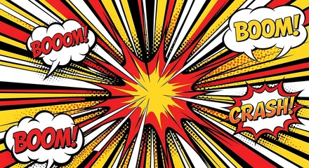Dynamite Burst of Comic Book Action with Speech Bubbles Illustration