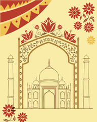 Elegant indian wedding invitation background with golden accents