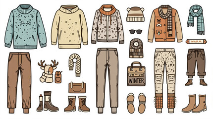 collection of winter clothes