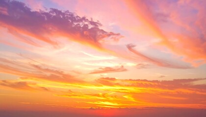 Colorful sunset sky with fluffy clouds